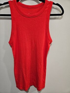 New Day Red Ribbed Tank Top Medium Sleeveless Stretch Basic Layering